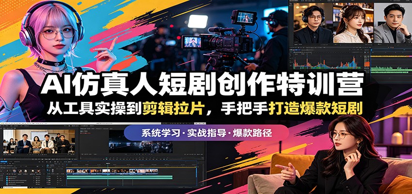 AI仿真人短剧创作特训营：从工具实操到剪辑拉片，手把手打造爆款短剧|无忧资源社