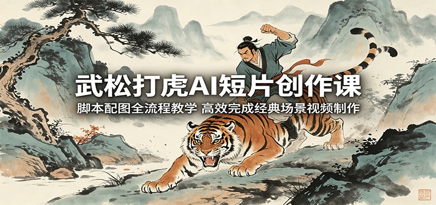 武松打虎AI短片创作课：脚本配图全流程教学，高效完成经典场景视频制作|无忧资源社