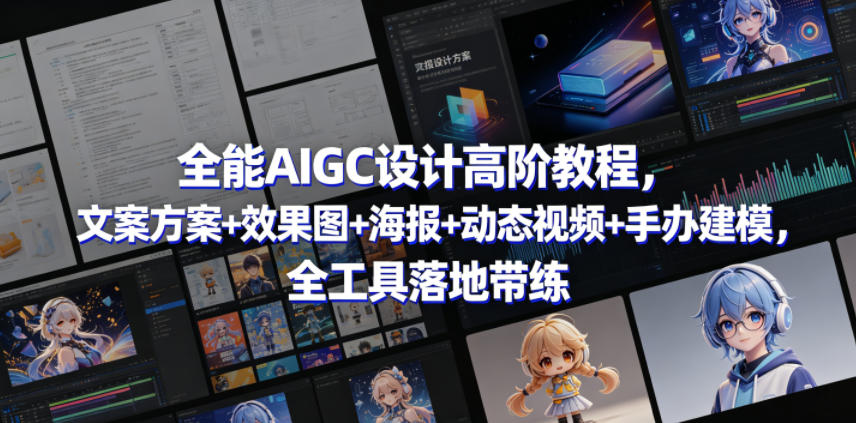 全能AIGC设计高阶教程，文案方案+效果图+海报+动态视频+手办建模，全工具落地带练|无忧资源社