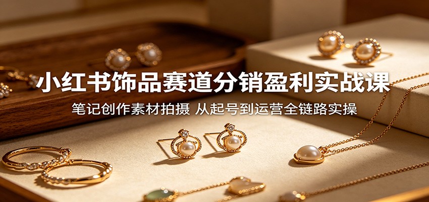 小红书饰品赛道分销盈利实战课：笔记创作素材拍摄，从起号到运营全链路实操|无忧资源社