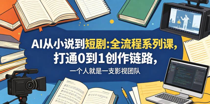 AI从小说到短剧全流程系列课，打通0到1创作链路，一个人就是一支影视团队|无忧资源社