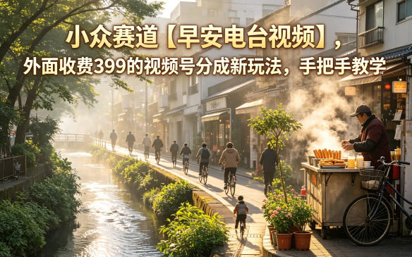 小众赛道【早安电台视频】,外面收费399的视频号分成新玩法,手把手教学|无忧资源社