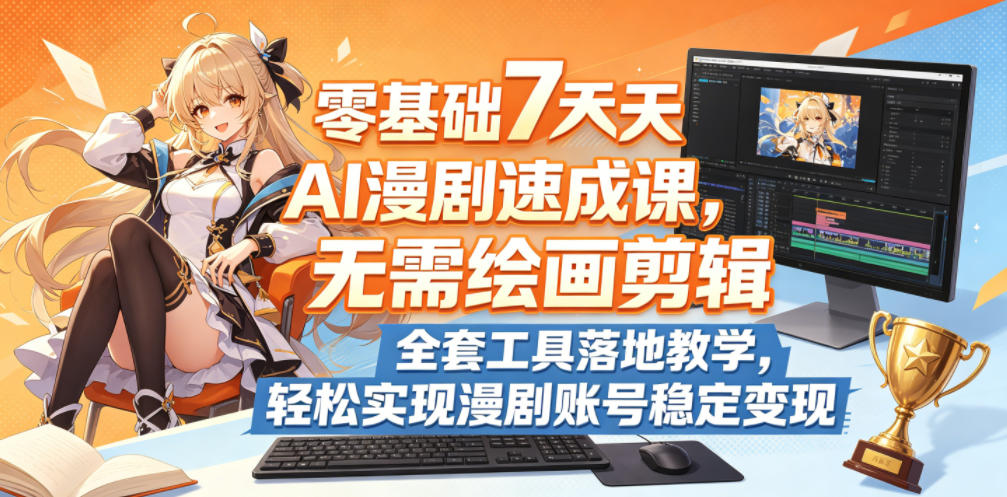 零基础7天AI漫剧速成课，无需绘画剪辑，全套工具落地教学，轻松实现漫剧账号稳定变现|无忧资源社