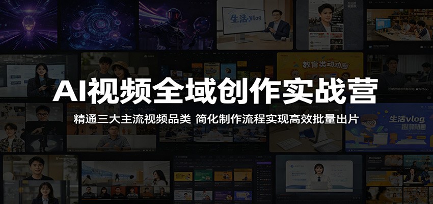 AI视频全域创作实战营：精通三大主流视频品类，简化制作流程实现高效批量出片|无忧资源社