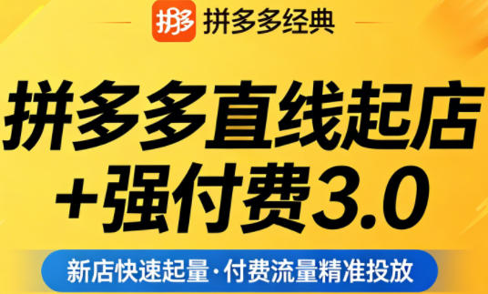拼多多直线起店+强付费3.0，教你稳定起店、高效控投产、破解流量瓶颈（更新4月）|无忧资源社