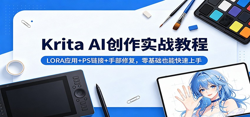 Krita AI创作实战教程：LORA应用+PS链接+手部修复，零基础也能快速上手|无忧资源社