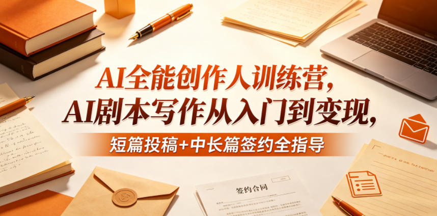 AI全能创作人训练营，AI剧本写作从入门到变现，短篇投稿+中长篇签约全指导|无忧资源社