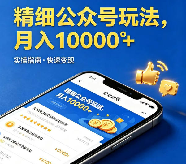 精细化公众号玩法，我们给你提供文章，你来负责发布，收益可观，月入1W+【揭秘】|无忧资源社