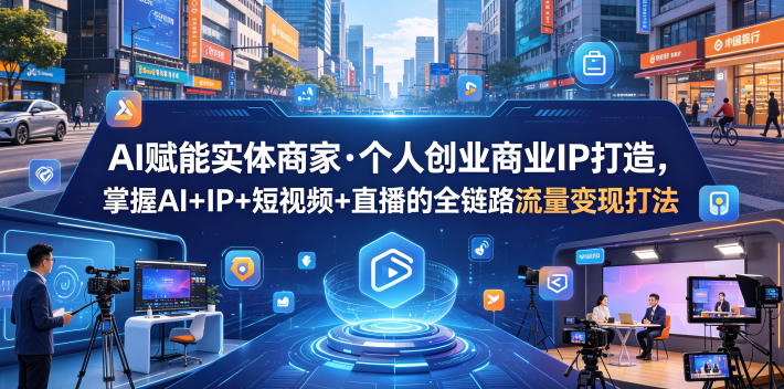 AI赋能实体商家·个人创业商业IP打造，掌握AI+IP+短视频+直播的全链路流量变现打法|无忧资源社