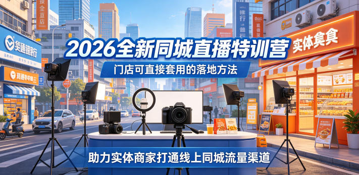 2026全新同城直播特训营，门店可直接套用的落地方法，助力实体商家打通线上同城流量渠道|无忧资源社