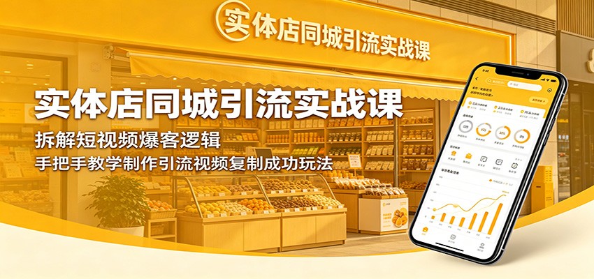 实体店同城引流实战课：拆解短视频爆客逻辑，手把手教学制作引流视频复制成功玩法|无忧资源社