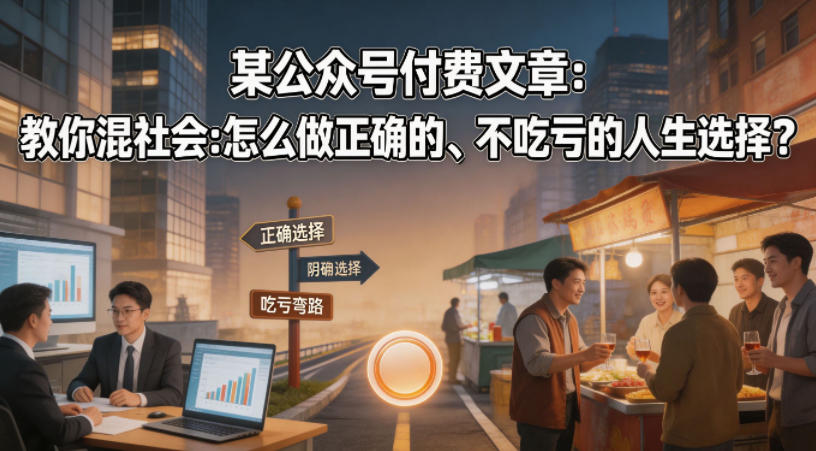 某公众号付费文章：教你混社会：怎么做正确的、不吃亏的人生选择？|无忧资源社