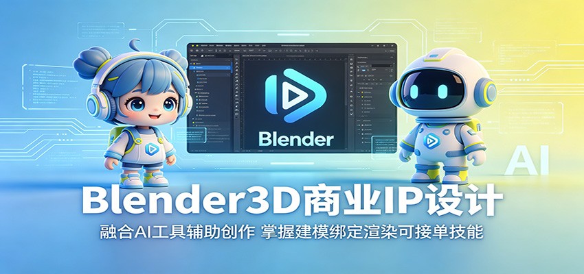 Blender3D商业IP设计：融合AI工具辅助创作，掌握建模绑定渲染可接单技能|无忧资源社