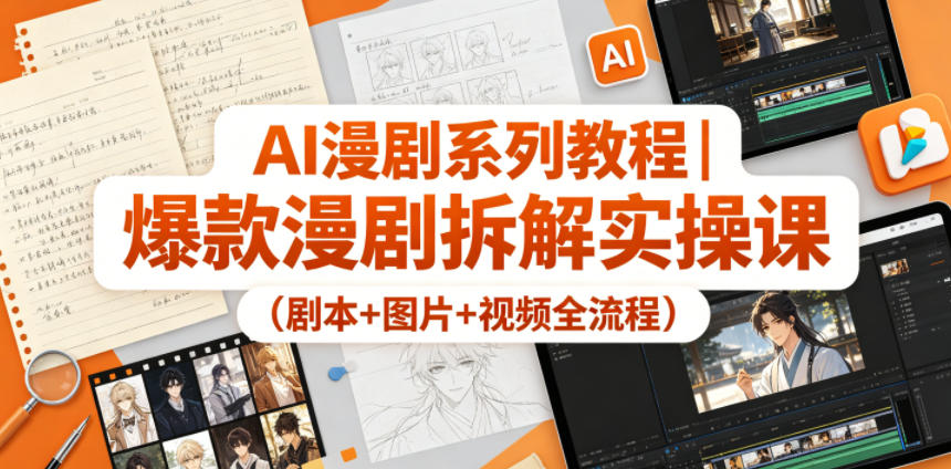 AI漫剧系列教程｜爆款漫剧拆解实操课（剧本+图片+视频全流程）|无忧资源社