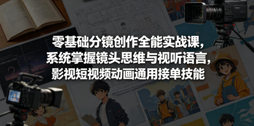 零基础分镜创作全能实战课，系统掌握镜头思维与视听语言，影视短视频动画通用接单技能|无忧资源社