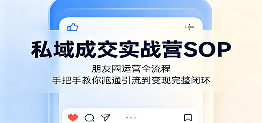 私域成交实战营SOP：朋友圈运营全流程，手把手教你跑通引流到变现完整闭环|无忧资源社
