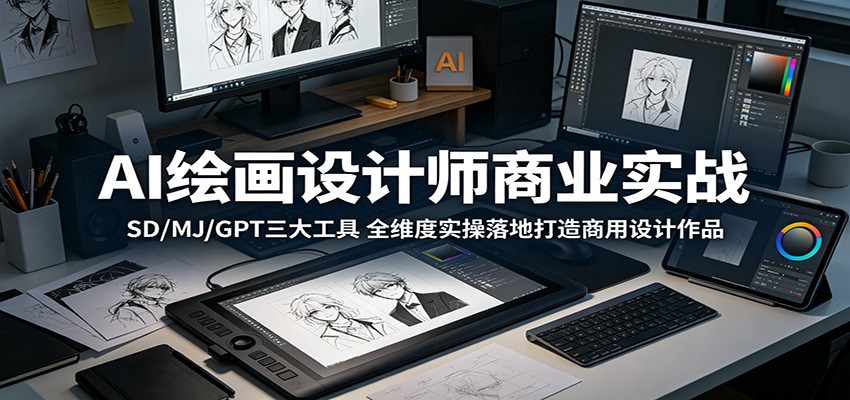 AI绘画设计师商业实战：SD/MJ/GPT三大工具，全维度实操落地打造商用设计作品|无忧资源社