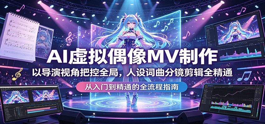 AI虚拟偶像MV制作：以导演视角把控全局，人设词曲分镜剪辑全精通|无忧资源社