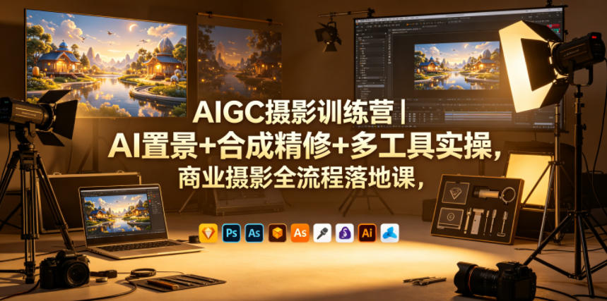 AIGC摄影训练营｜AI置景+合成精修+多工具实操，商业摄影全流程落地课|无忧资源社
