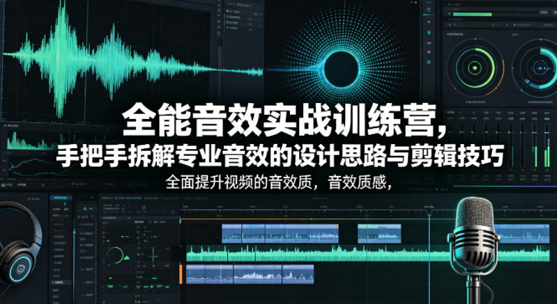 全能音效实战训练营，手把手拆解专业音效的设计思路与剪辑技巧，全面提升视频的音效质感|无忧资源社