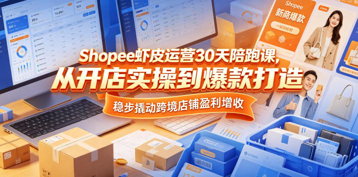 Shopee虾皮运营30天陪跑课，从开店实操到爆款打造，稳步撬动跨境店铺盈利增收|无忧资源社