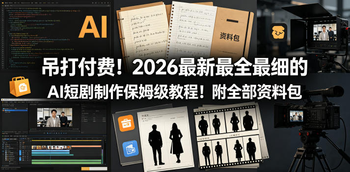 吊打付费！2026最新最全最细的AI短剧制作保姆级教程！附全部资料包|无忧资源社