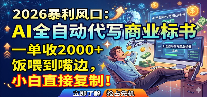 AI全自动代写商业标书，一单收2000+，饭喂到嘴边，小白直接复制|无忧资源社