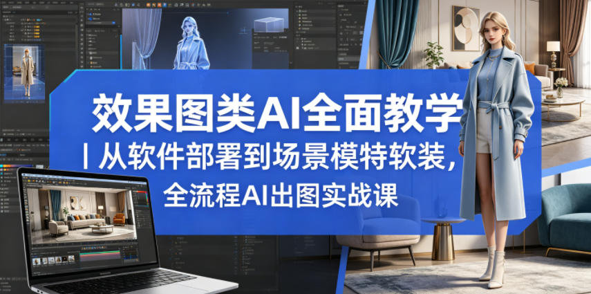 效果图类AI全面教学｜从软件部署到场景模特软装，全流程AI出图实战课|无忧资源社