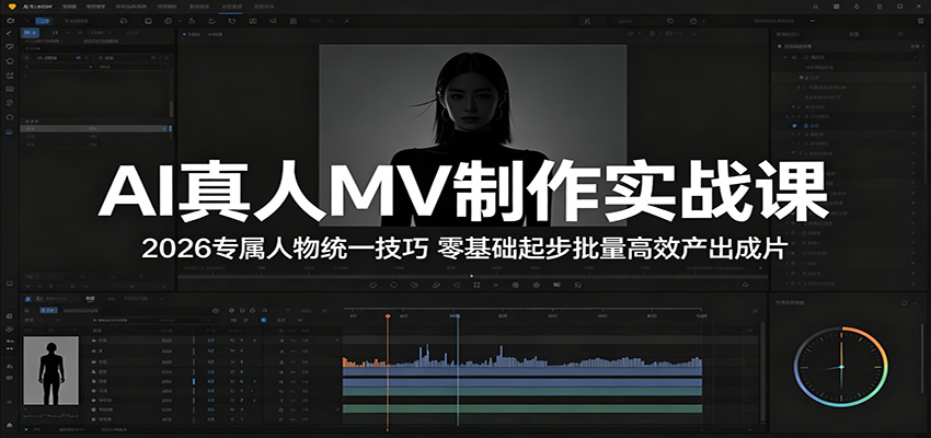 AI真人MV制作实战课：2026专属人物统一技巧，零基础起步批量高效产出成片|无忧资源社