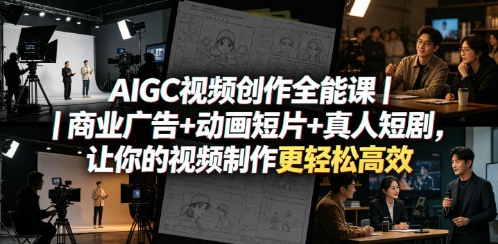 AIGC视频创作全能课|商业广告+动画短片+真人短剧,让你的视频制作更轻松高效|无忧资源社
