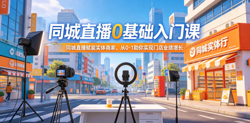 同城直播0基础入门课，同城直播赋能实体商家，从0-1助你实现门店业绩增长|无忧资源社
