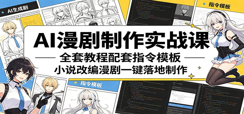 AI漫剧制作实战课：全套教程配套指令模板，小说改编漫剧一键落地制作|无忧资源社