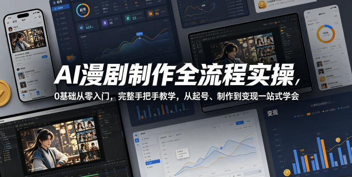 AI漫剧制作全流程实操，0基础从零入门，完整手把手教学，从起号、制作到变现一站式学会|无忧资源社