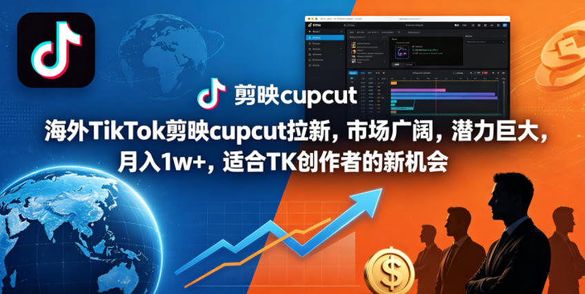 海外TikTok剪映cupcut拉新，市场广阔，潜力巨大，月入1w+，适合TK创作者的新机会|无忧资源社
