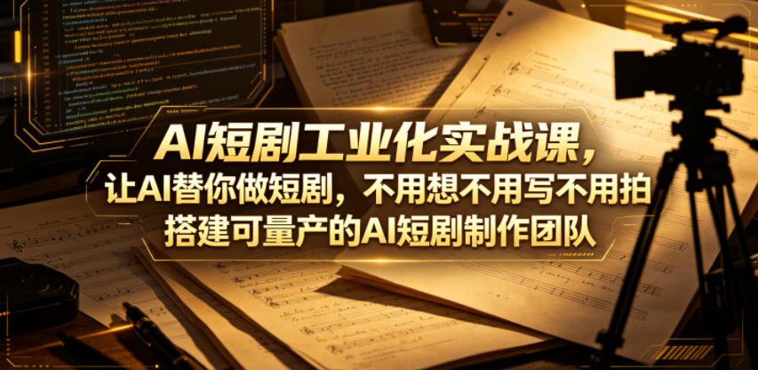 AI短剧工业化实战课，让AI替你做短剧，不用想不用写不用拍，搭建可量产的AI短剧制作团队|无忧资源社
