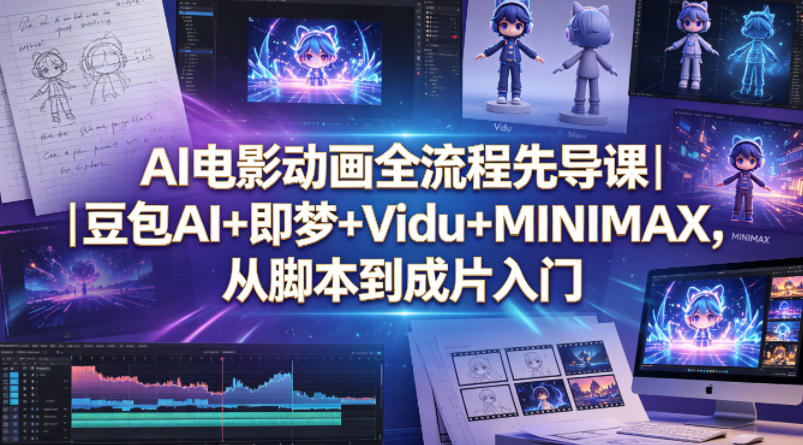 AI电影动画全流程先导课｜豆包AI+即梦+Vidu+MINIMAX，从脚本到成片入门|无忧资源社