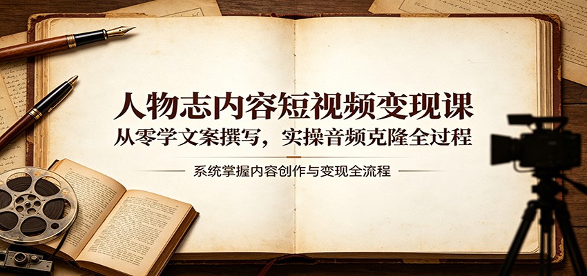 人物志内容短视频变现课：从零学文案撰写，实操音频克隆全过程|无忧资源社