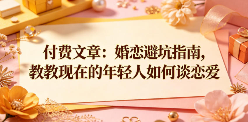 付费文章：婚恋避坑指南，教教现在的年轻人如何谈恋爱|无忧资源社