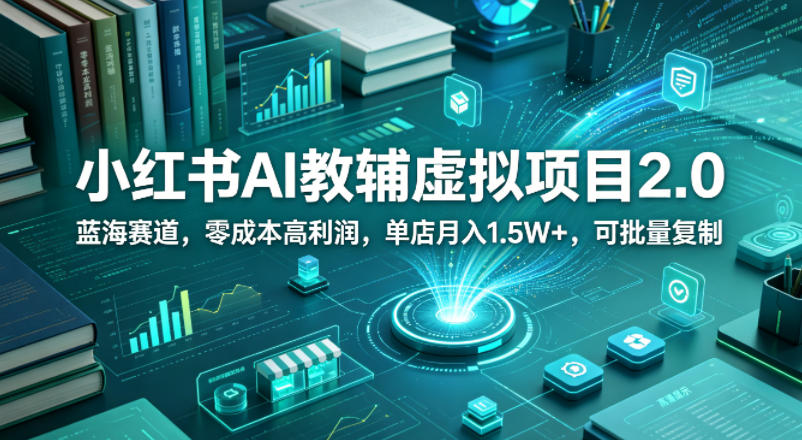 小红书AI教辅虚拟项目2.0，蓝海赛道，零成本高利润，单店月入1.5W+，可批量复制|无忧资源社