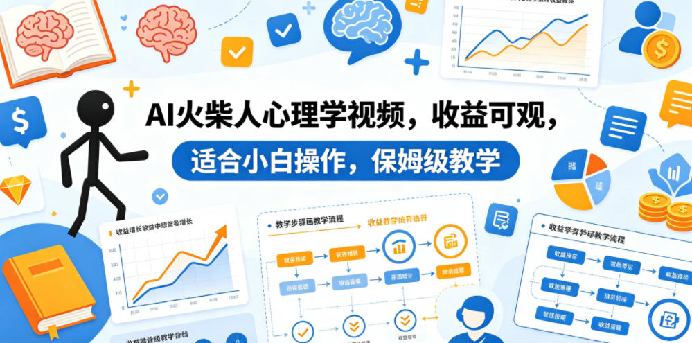 AI火柴人心理学视频,收益可观,适合小白操作,保姆级教学|无忧资源社