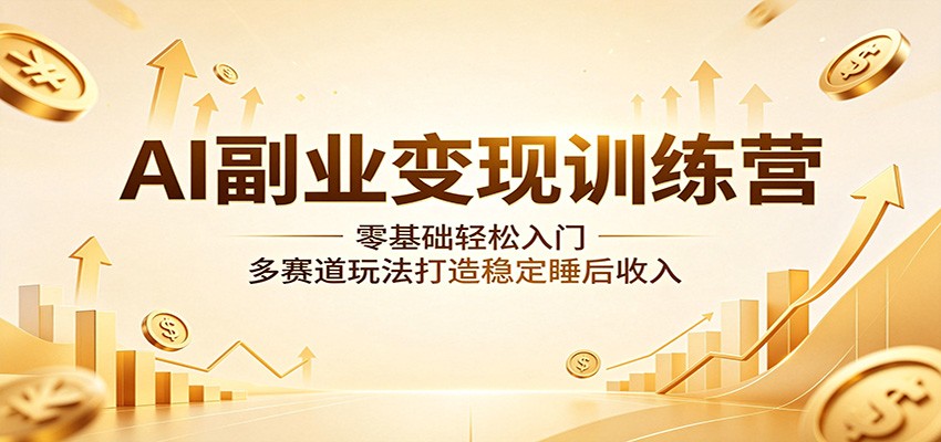 AI副业变现训练营：零基础轻松入门，多赛道玩法打造稳定睡后收入|无忧资源社