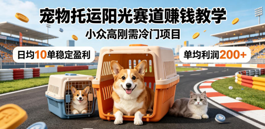 宠物托运阳光赛道賺钱教学，小众高刚需冷门项目，日均10单稳定盈利，单均利润200+|无忧资源社