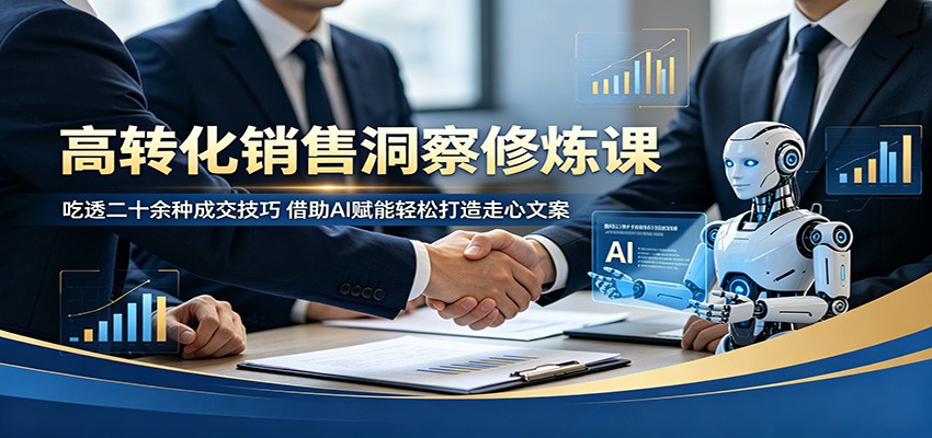 高转化销售洞察修炼课：吃透二十余种成交技巧，借助AI赋能轻松打造走心文案|无忧资源社