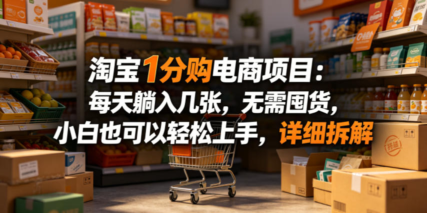 淘宝1分购电商项目:每天躺入几张,无需囤货,小白也可以轻松上手,详细拆解|无忧资源社