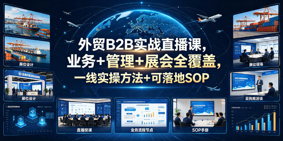 外贸B2B实战直播课，业务+管理+展会全覆盖，一线实操方法+可落地SOP|无忧资源社