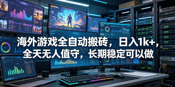 海外游戏全自动搬砖项目,日入1k+,全天无人值守,长期稳定可以做【揭秘】|无忧资源社