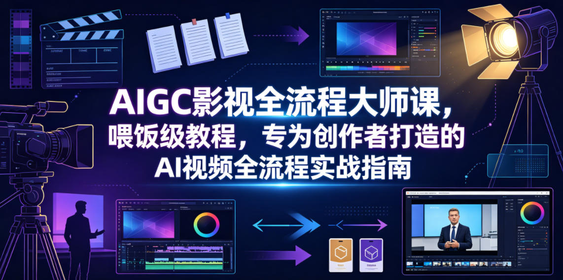AIGC影视全流程大师课，喂饭级教程，专为创作者打造的AI视频全流程实战指南|无忧资源社