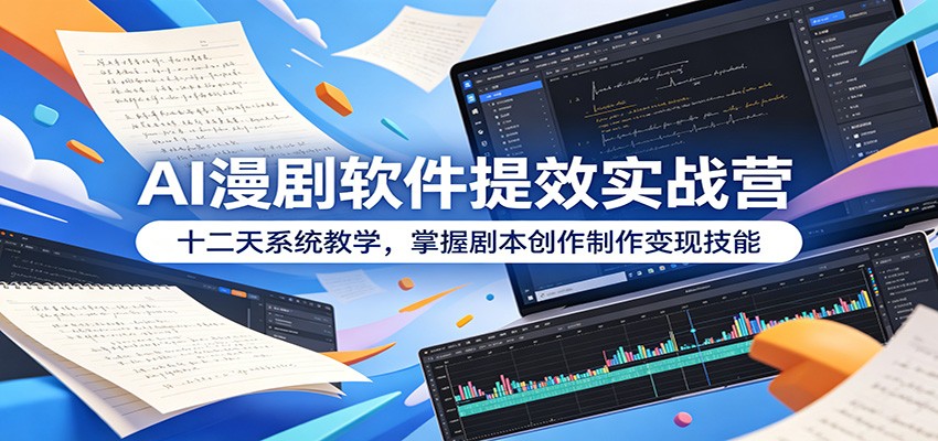 AI漫剧软件提效实战营：十二天系统教学，掌握剧本创作制作变现技能|无忧资源社