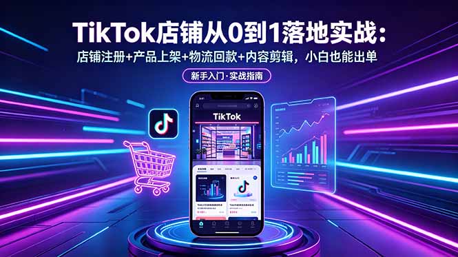 （18862期）TikTok店铺从0到1落地实战：店铺注册+产品上架+物流回款+内容剪辑，小白也能出单|无忧资源社