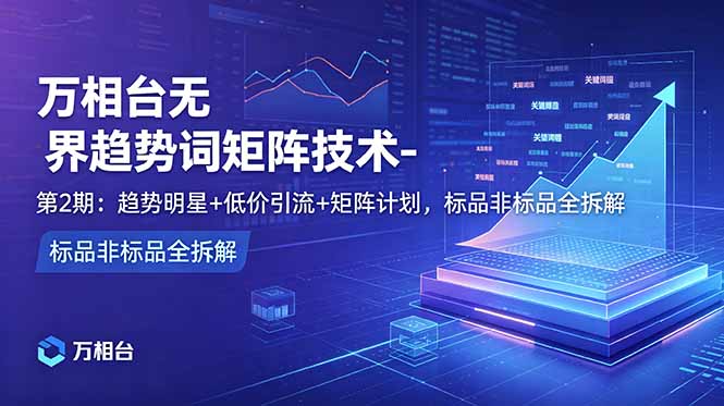 （18861期）万相台无界趋势词矩阵技术-第2期：趋势明星+低价引流+矩阵计划，标品非标品全拆解|无忧资源社